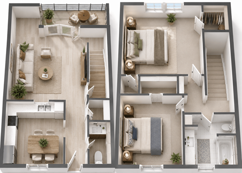 Floor plan for 2 beds, 1.5 baths, 1100 sqft